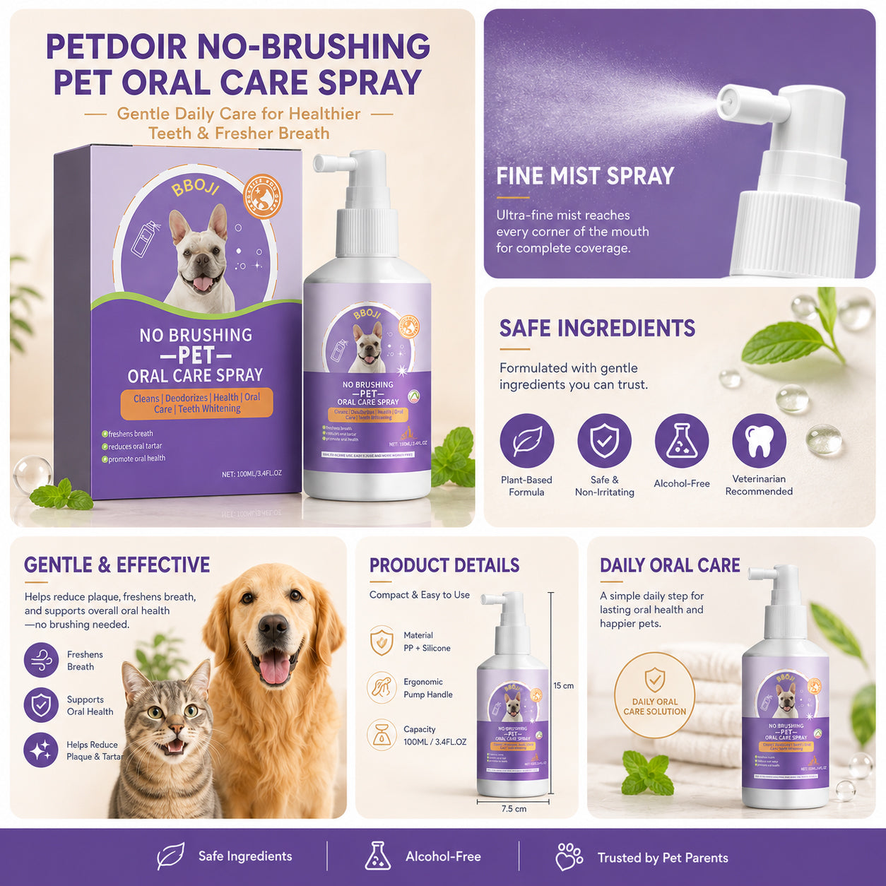 BBOJI™🍃No-Brushing Oral Care Spray for Dogs & Cats Big Sale
