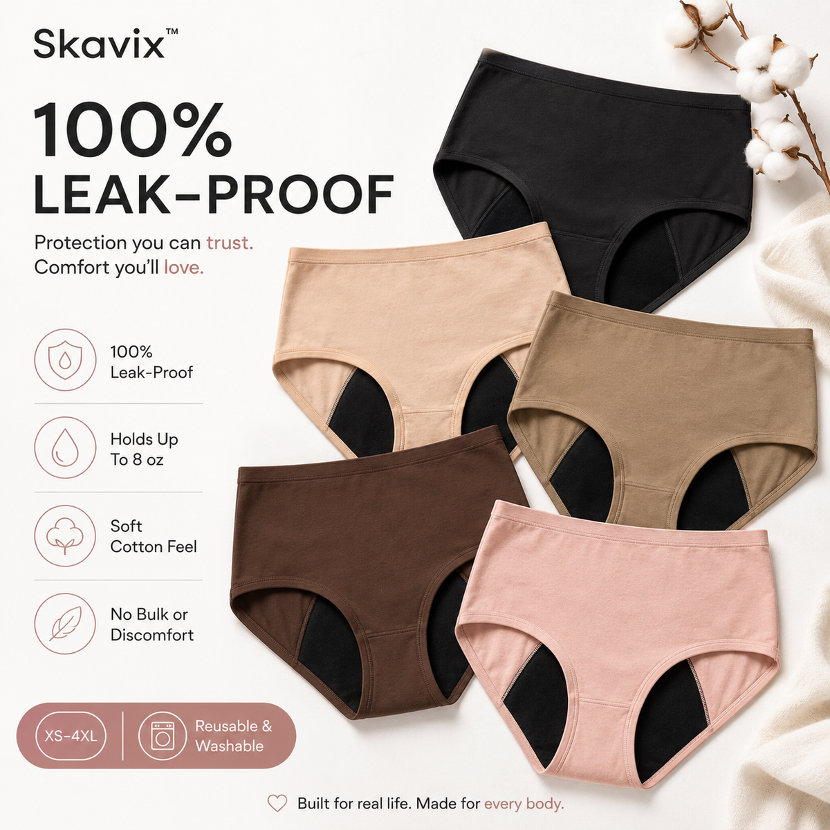 🏥Limited-Time 50% Off |Skavix™ 100% Leak-Proof Underwear